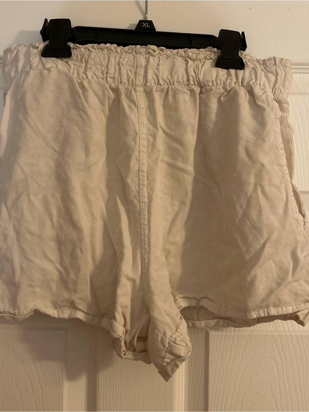 Altar'd State Cream High-Waist Elastic Drawstring Shorts